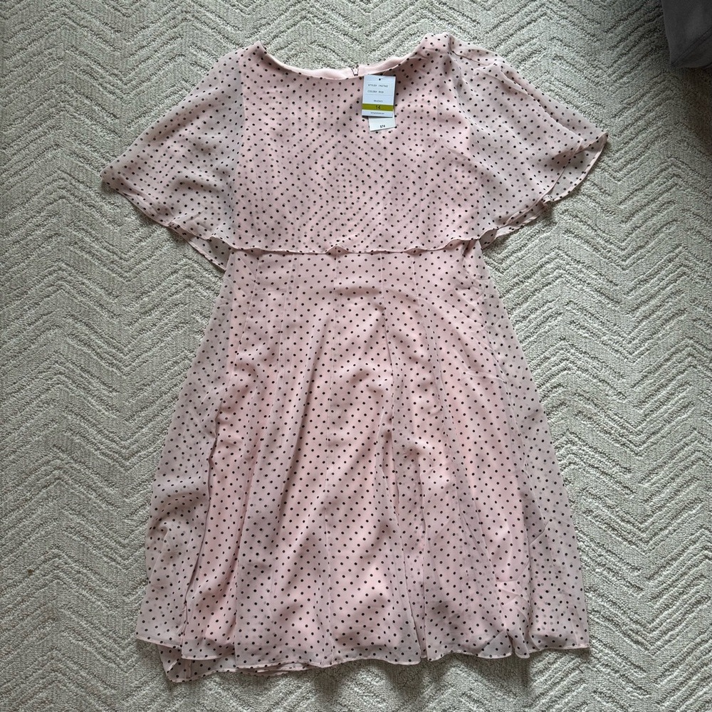 Danny & Nicole dress pale pink with black polka dots size 14